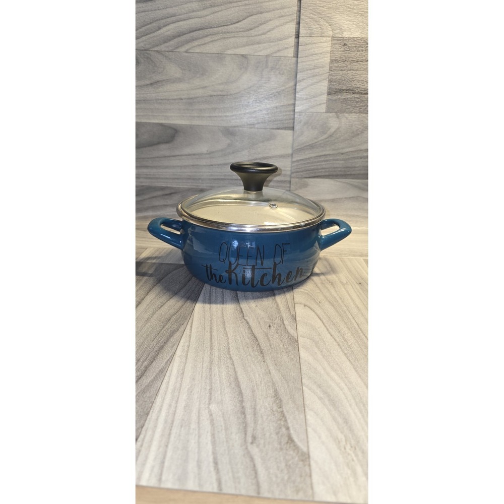 blue enameled steel casserole pot from Metalac's Queen of the Kitchen Collection